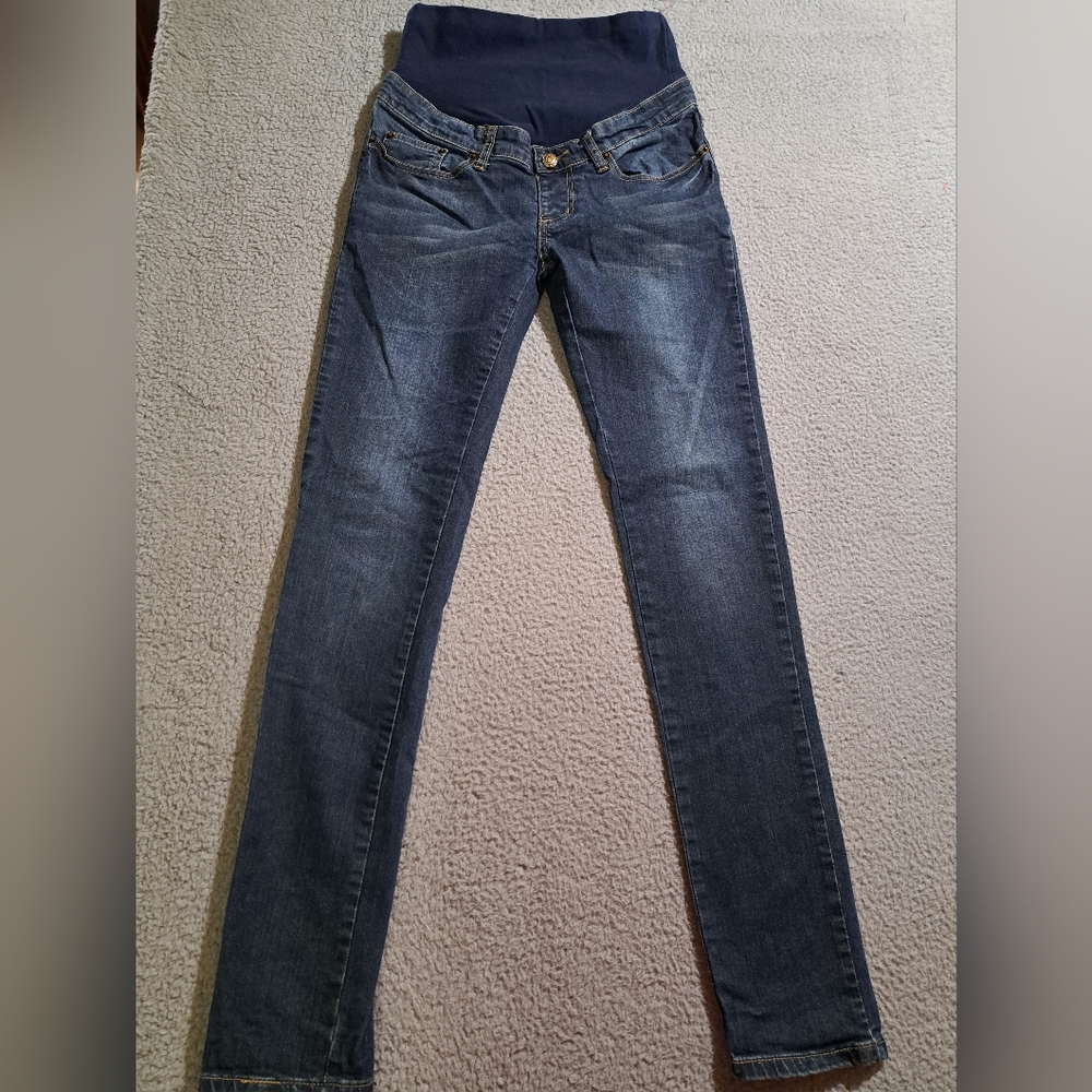 Ripe Denim Women's Dark Wash Medium Panel Skinny Denim Maternity Jeans Sz XS